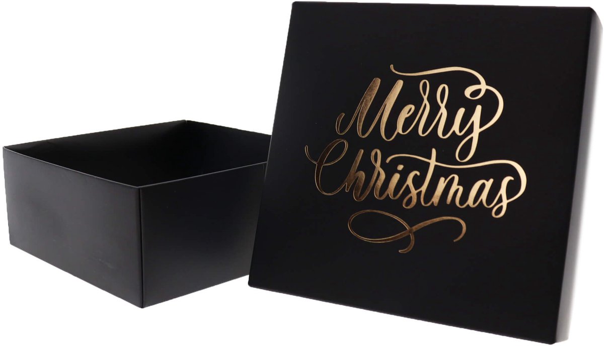 20x Kerst Geschenkdoos zwart 125x125x55mm