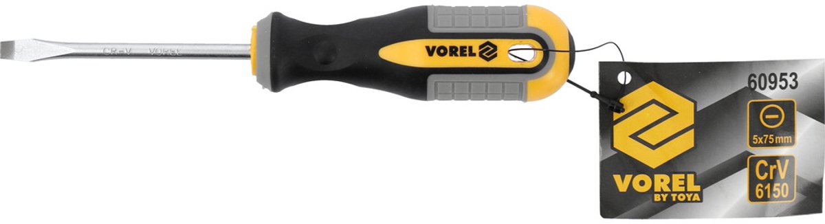 Vorel Platkopschroevendraaier 5x75mm CrV Staal