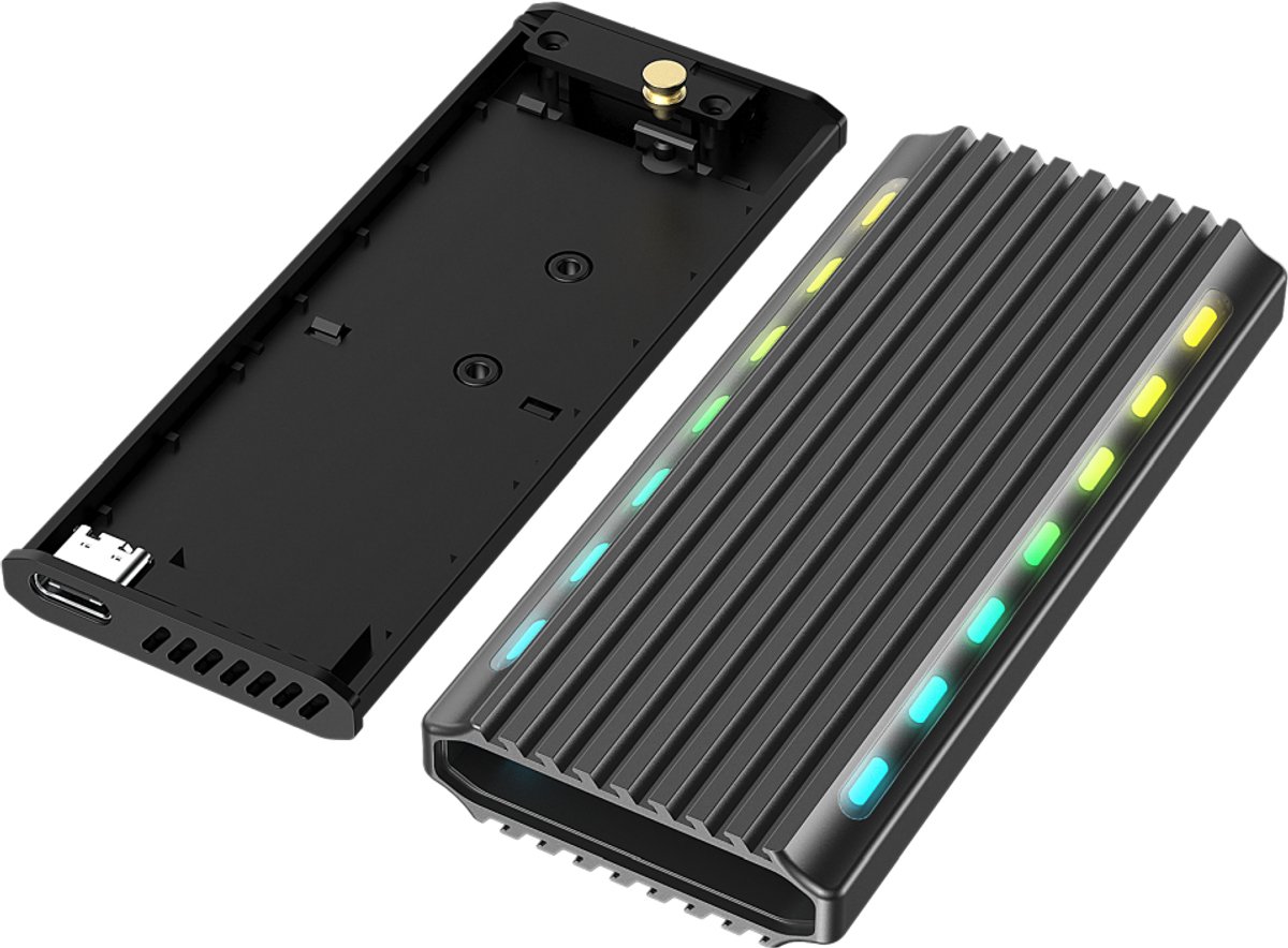 Externe behuizing voor M.2 drives, USB 3.1, backlight, aluminium behuizing