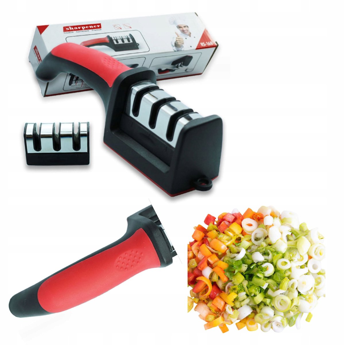 3-Fase Messenslijper Keukenmessen & Schalen - Compacte 3-in-1