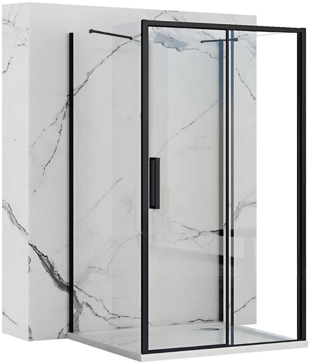 Rea Rapid Slide Black 160X90 - 195 cm - U-Douchecabine - Rechthoek - Zwart