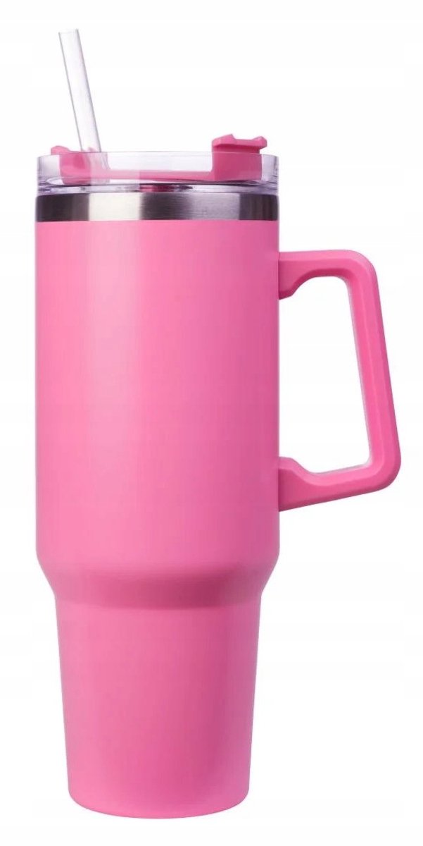 LIVARNO Thermosbeker met Rietje & Handvat - 1,2L - Roze