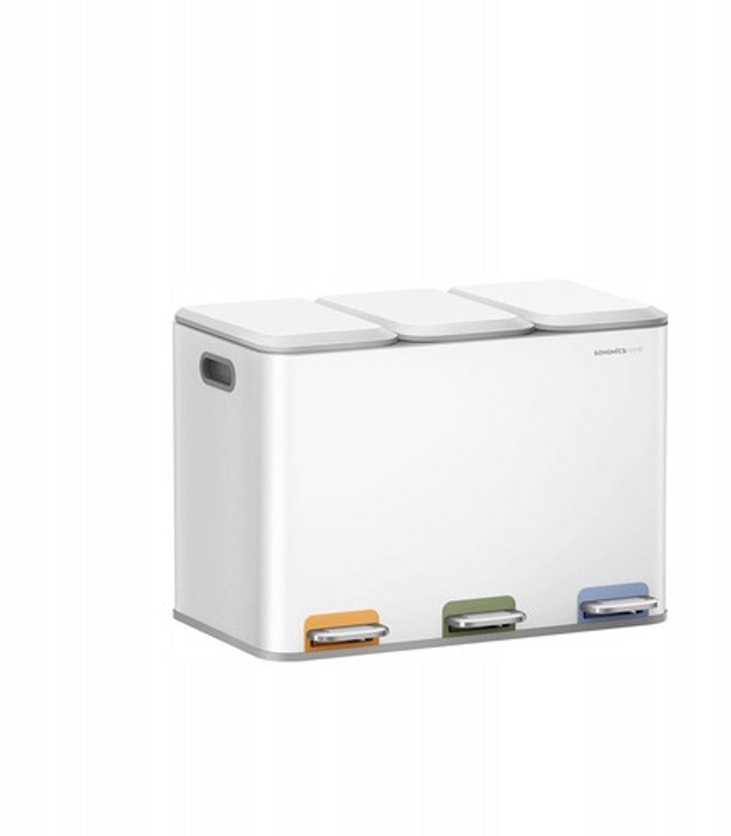 Songmics 45L afvalscheider met 3 compartimenten - Cloud White