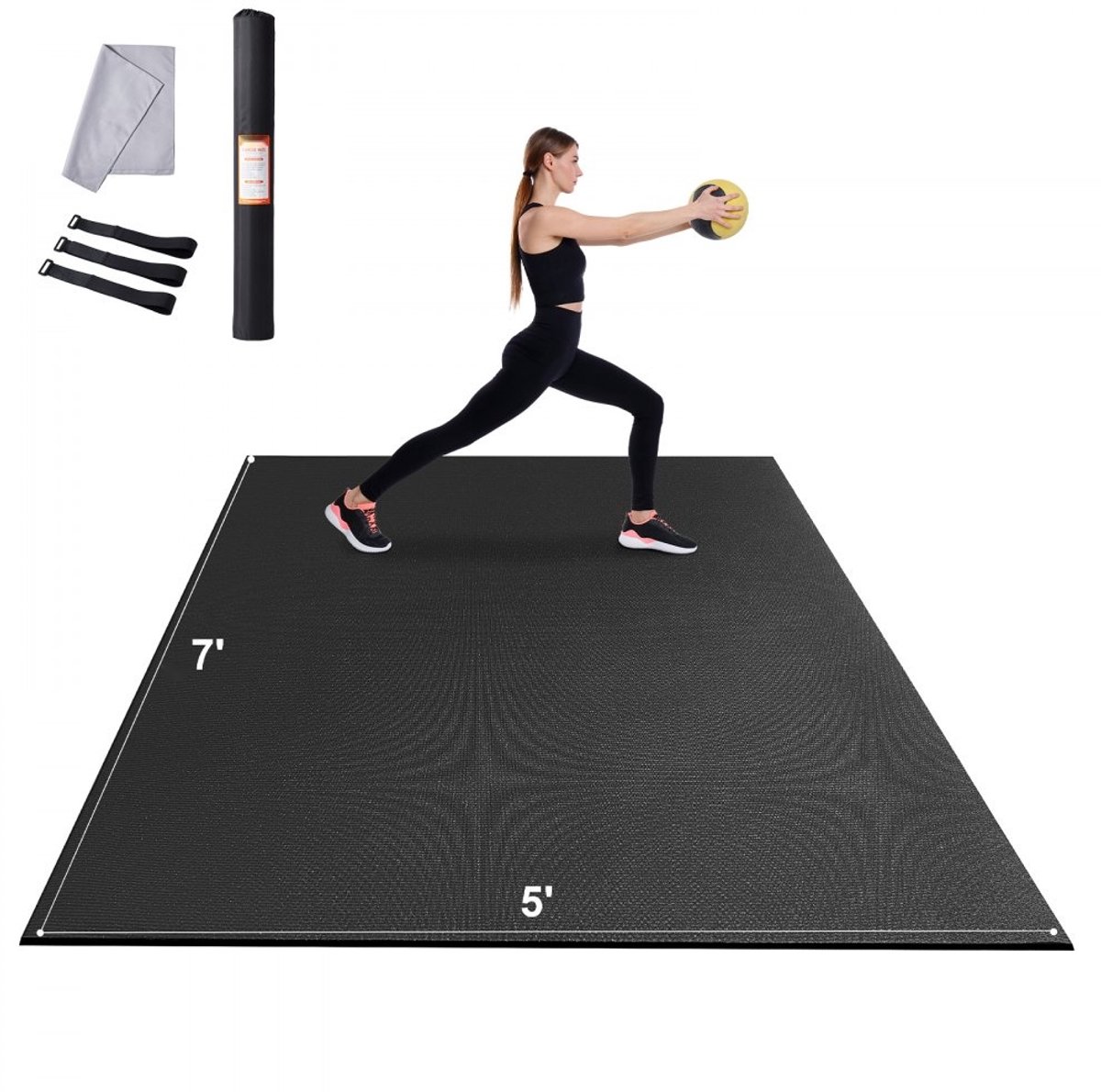 Yogamat - Fitness- en Sportmat - Extra Groot 210 x 150 cm - Antislip - Hoge Dichtheid - Inclusief Tas en Draagriem - Geschikt Voor Pilates en Vloeroefeningen - Voor Thuis
