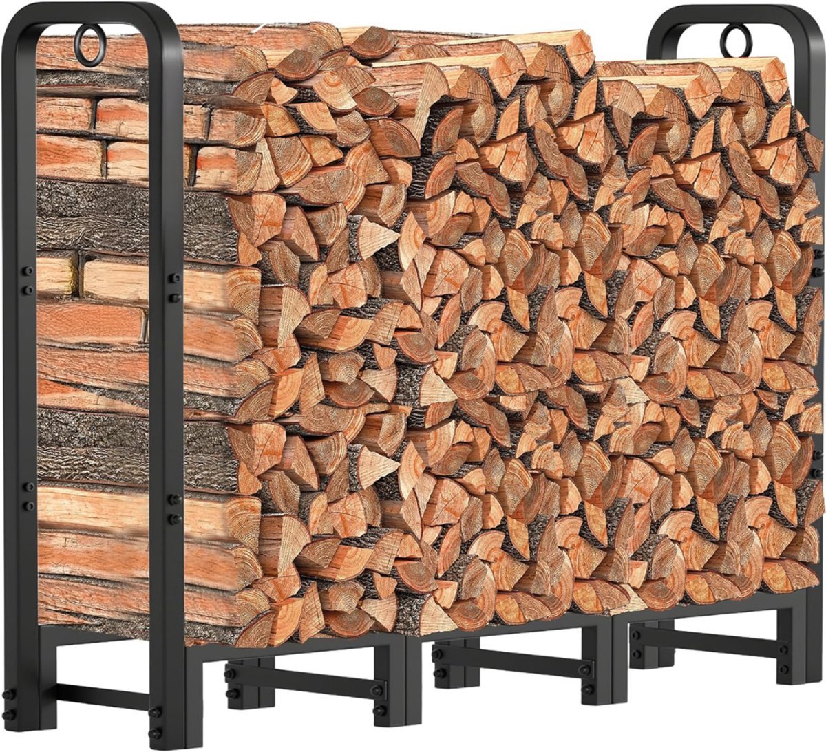 Thuys – Haardhoutopslag – Brandhout Rek Voor Binnen En Buiten – Haardhout Mand – Staal – Zwart