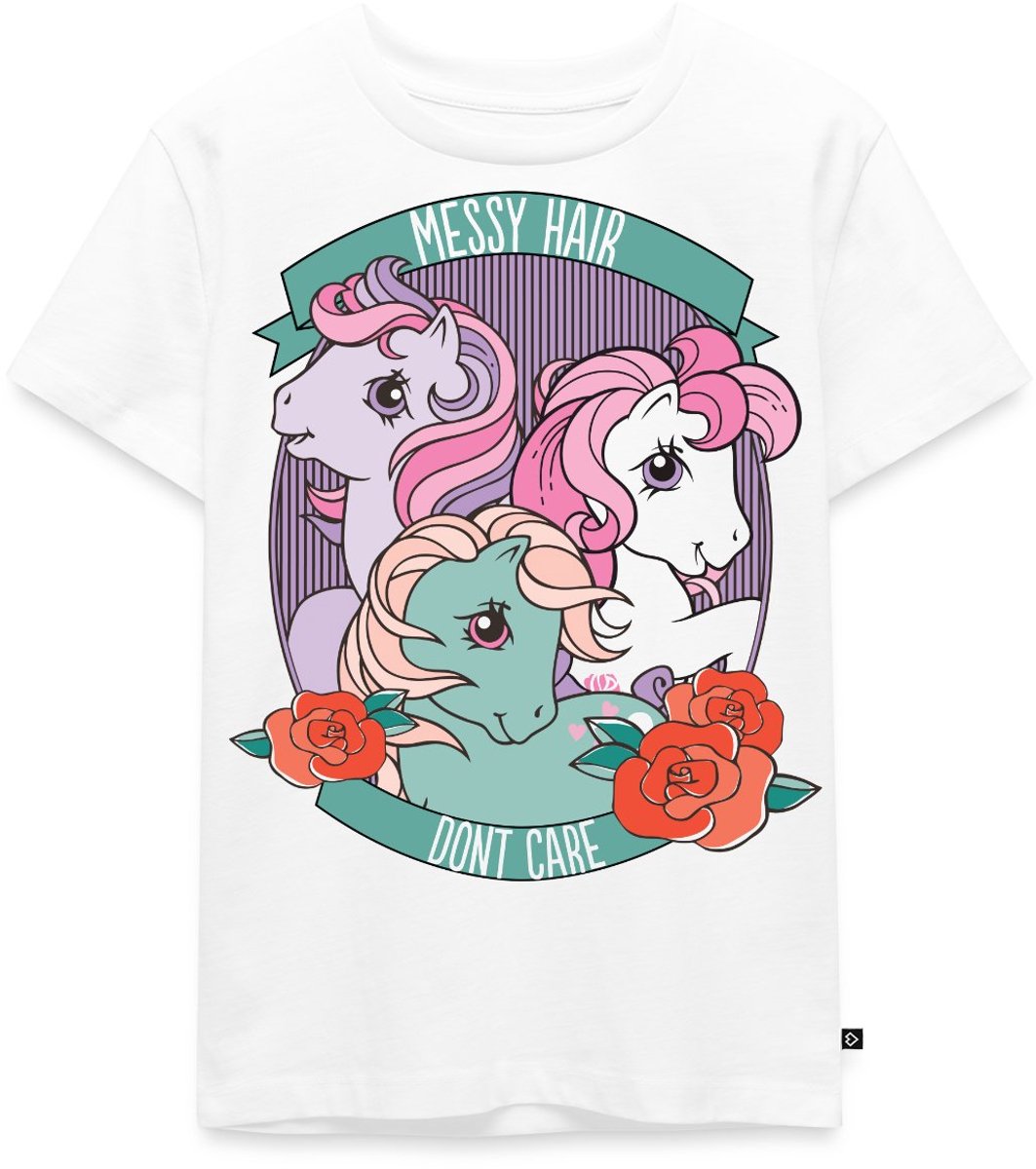 My Little Pony Retro Messy Hair Don't Care Statement Premium T Shirt Kinderen