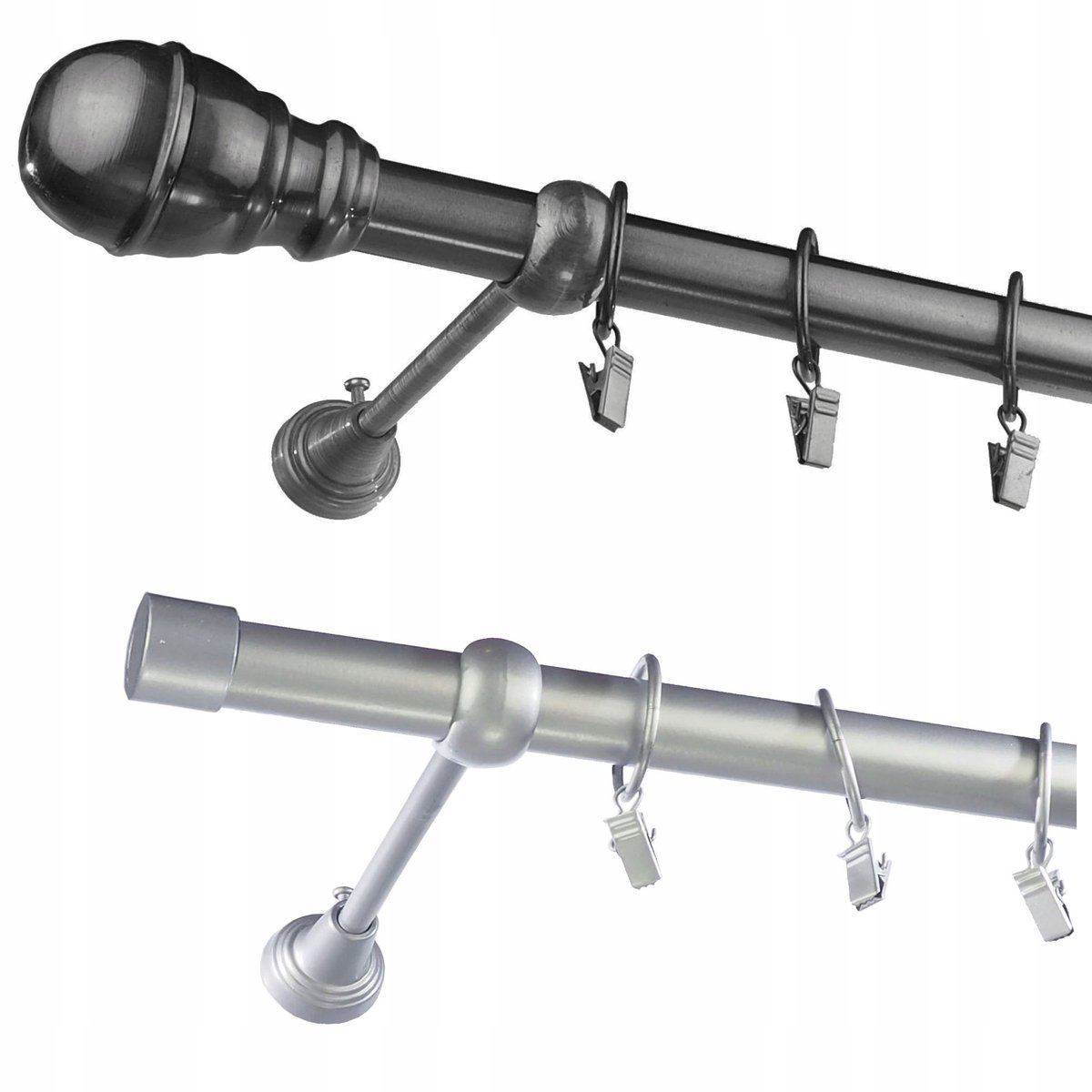Metalen Gordijnstang 25mm Enkel 110cm - Keuze Uit 10 Kleuren & Eindstukken