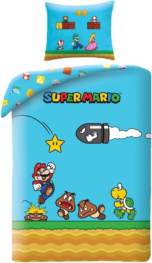 Super Mario Dekbedovertrek – Eenpersoons – 140 x 200 cm