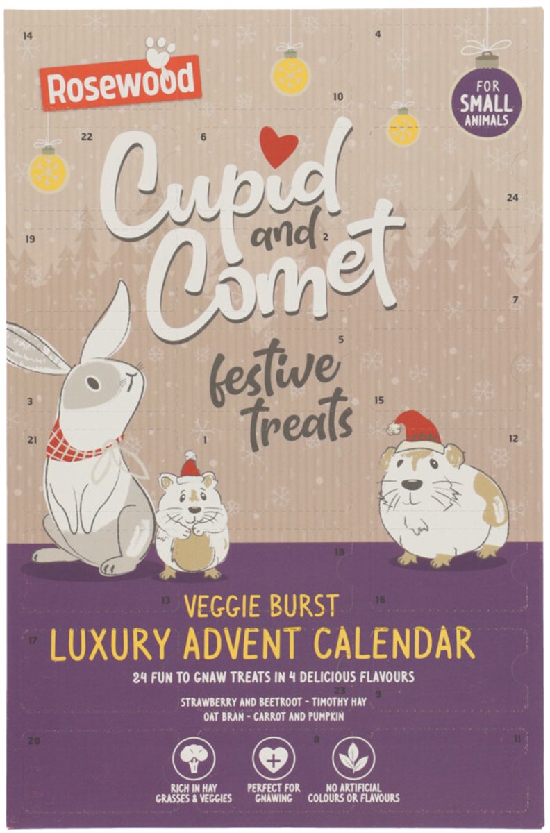 Rosewood Knaagdiersnack Cupid & Comet Adventkalender Veggie Burst - 120 gr