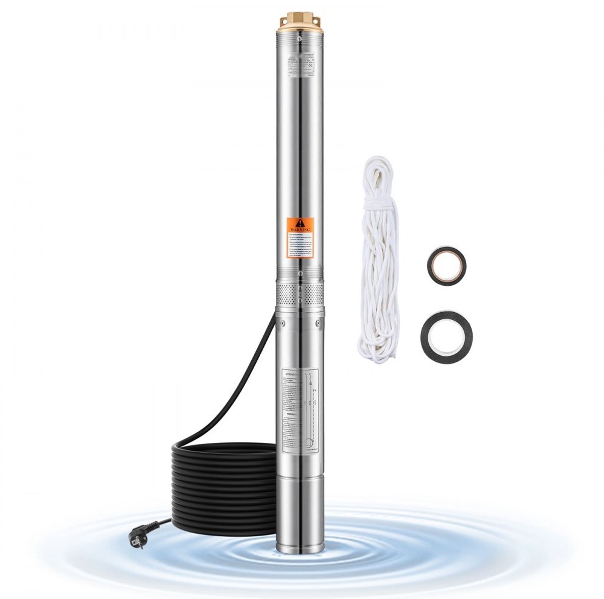 Bronpomp - Dompelpomp - Vermogen 750 W - Debiet 100 L/min - Opvoerhoogte 75 m - Kabel 20 m - IP68 Waterdicht - Voor industriële irrigatie en thuisgebruik