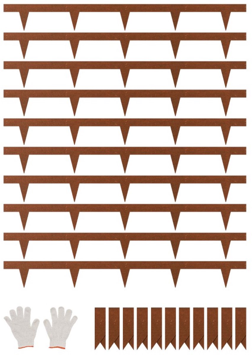 Gazonrand / Tuinrand Metaal - Set van 10 - Afmetingen 101,6 cm x 11,43 cm x 1,5 mm - Totale Lengte 10,16 m - Roestbestendig - Eenvoudige Montage - Voor Bloemperken en Tuinpaden