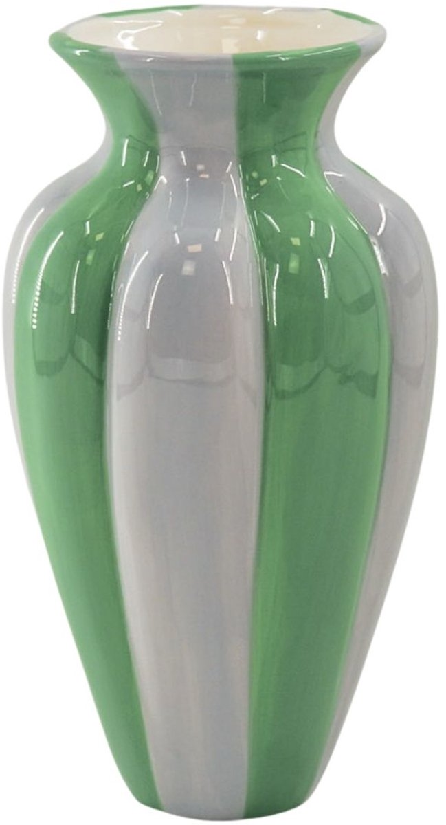 Housevitamin Bloemenvaas- Geplooide Vaas- Keramiek- Lila/Groen- 16,5x16,5x29,5 cm Lila, Groen, Mint