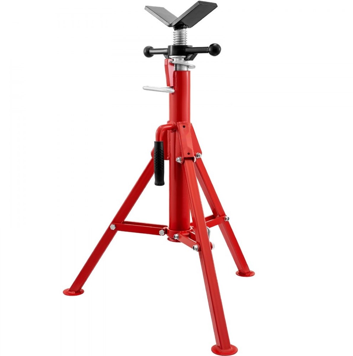 Pijpsteun - V-kop Pijpstandaard - Max. Draagvermogen 1134 kg - Hoogte Verstelbaar 61–107 cm - Opvouwbare Poten - Koolstofstaal - Voor Draadsnijmachines en Rolgroefmachines