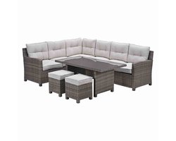 Blue Bird wicker lounge-dining set - links - grijs/ sand