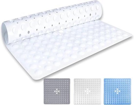 Tapis De Douche Antidérapant 53x53 Cm Avec Ventouses - Motif Gouttes, PVC Robuste Et Facile à Nettoyer