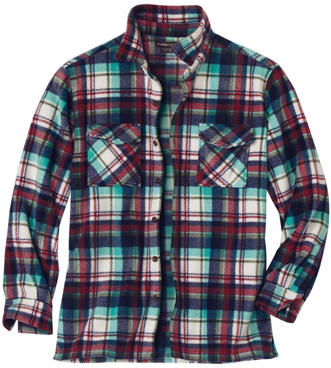 ATLAS FOR MEN - Geruit overshirt van fleece - Heren - Verkrijgbaar in grote maten - 4XL