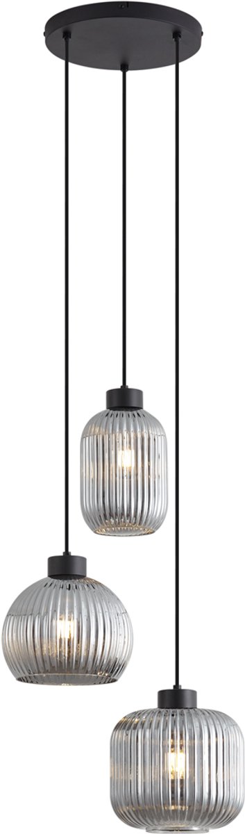 QAZQA ana - Design Hanglamp - 3 lichts - Ø 40 cm - Zwart - Woonkamer