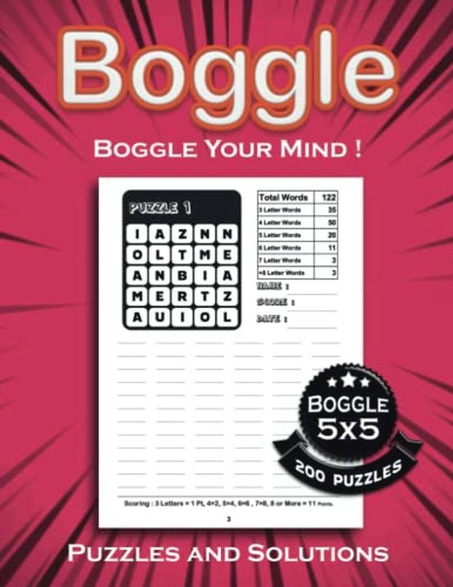 Boggle Puzzelboek 5x5 - Meer dan 200 Unieke Puzzels voor urenlang Plezier