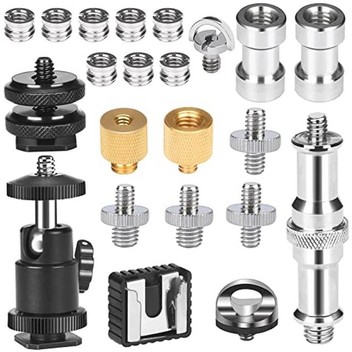 22-delige camera schroefadapter set 1/4 naar 3/8 inch voor statieven en monopods