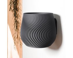 Fleuriek - Hangende bloempot modern design - Lichtgewicht & duurzame plantenpot van bioplastic, voor kleine en middelgrote kamerplanten - Zwarte plantenpot- Ø15 cm