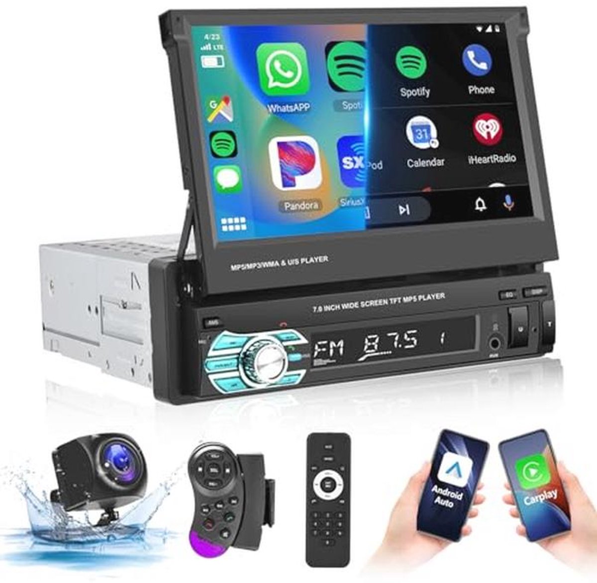 7 inch autoradio met Bluetooth, AHD camera en Carplay/Android Auto