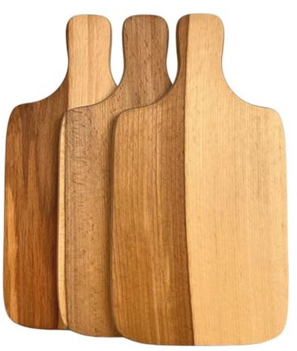 Dubbelzijdige Houten Snijplank van Geolied Beukenhout voor Keuken - Set van 3