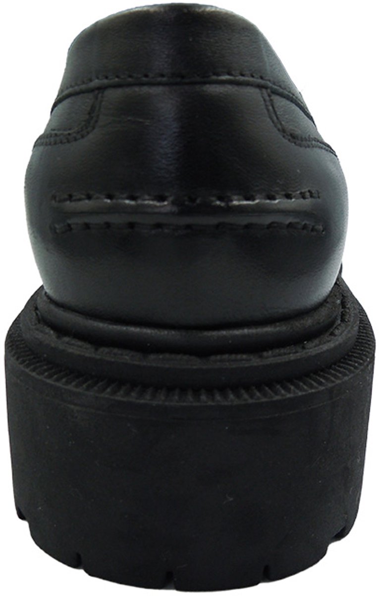 Dames Instappers Echt Leer – Zwarte Loafers – Comfortabel & Trendy Plateau Zool – Anti-Slip – Elegant & Casual