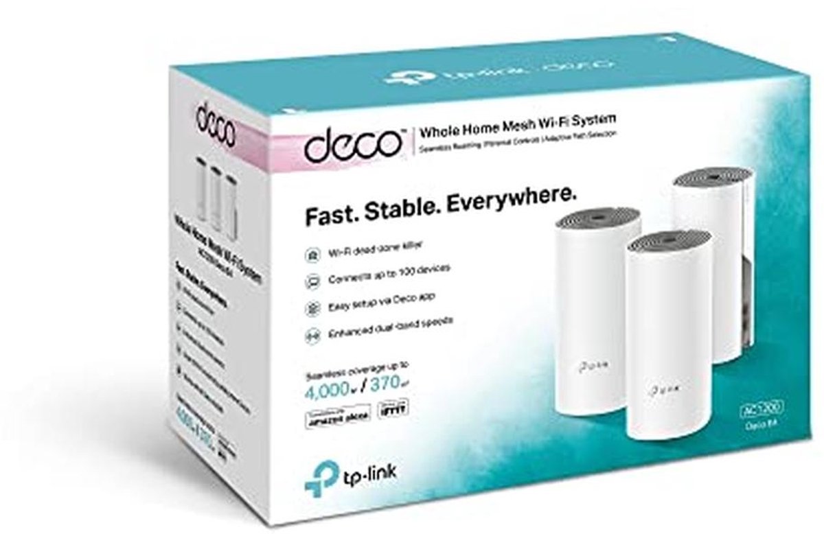 Multiroom Mesh WiFi Systeem tot 370 m² voor 100+ Apparaten, Naadloos Roaming, 2 100 Mbps Poorten, Ouderlijk Toezicht