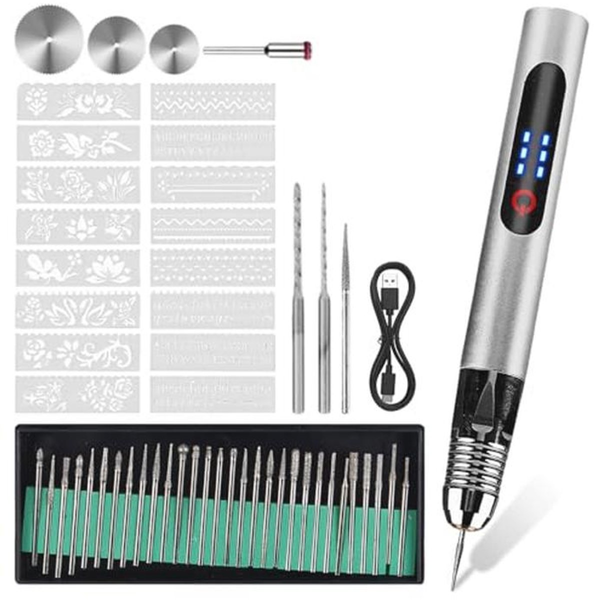Draadloze elektrische graveerpen met USB-oplaadfunctie - Multifunctioneel graveergereedschap voor sieraden, glas, hout, kunststof en metaal
