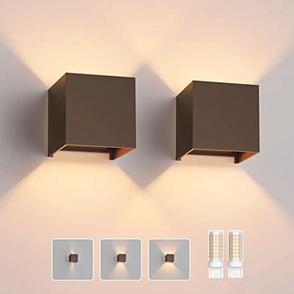 Verstelbare Wandlamp met Vervangbare G9 Ledlamp voor Binnen en Buiten - Warm Wit 3000K - 2 Stuks