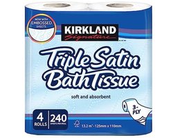 Kirkland Signature Triple Satijn 3-laags toiletweefsel 4 rollen 1 pak wit Kirkland-Toilet Roll-1pk