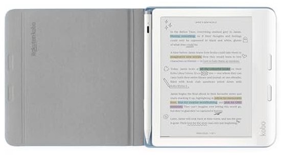 Kobo Libra Colour SleepCover Hoes met Stylus - Dusk Blue - Veganistisch Leer en 2-Weg Standaard voor 7" eReader van Merkloos — afbeelding 2