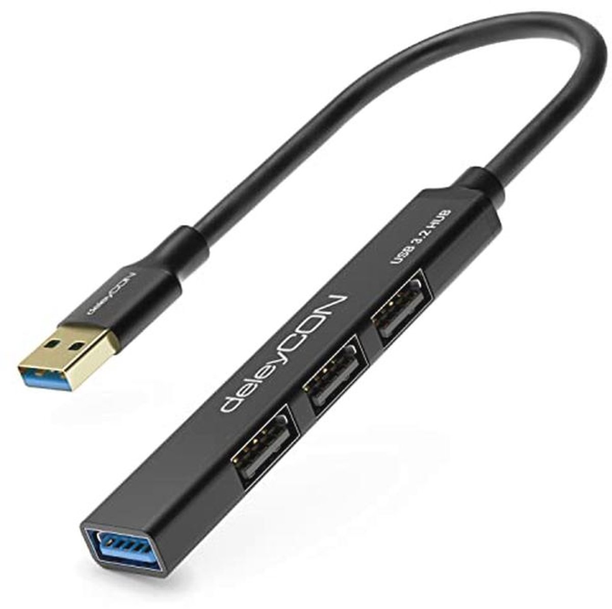 USB A HUB met 4 Poorten - Aluminium Behuizing, 1x USB3.0 en 3x USB2.0 voor PC, Laptop