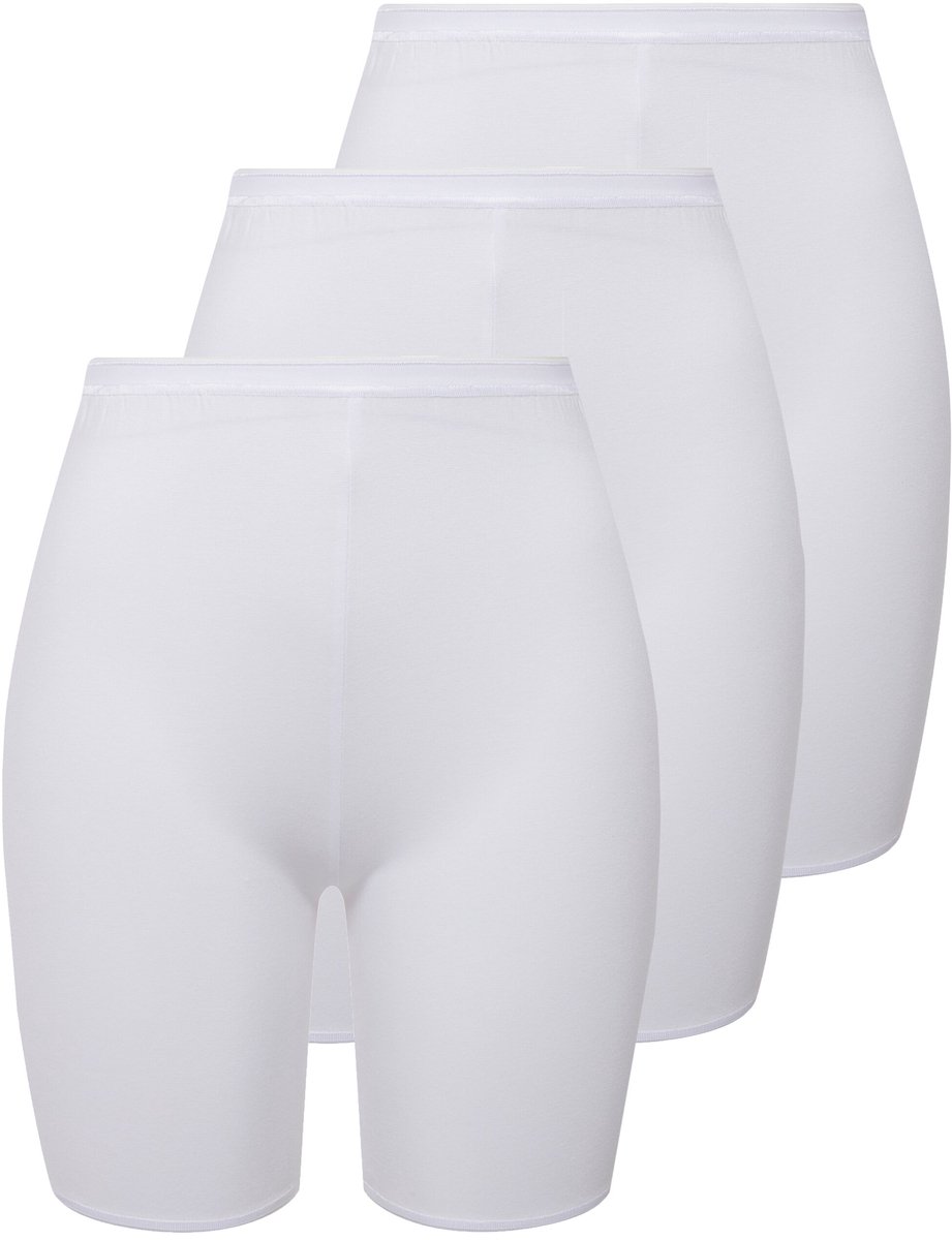 Ulla Popken - Dames - Pantybroekje set van 3 bovenbeenbescherming - Wit - Maat 62+