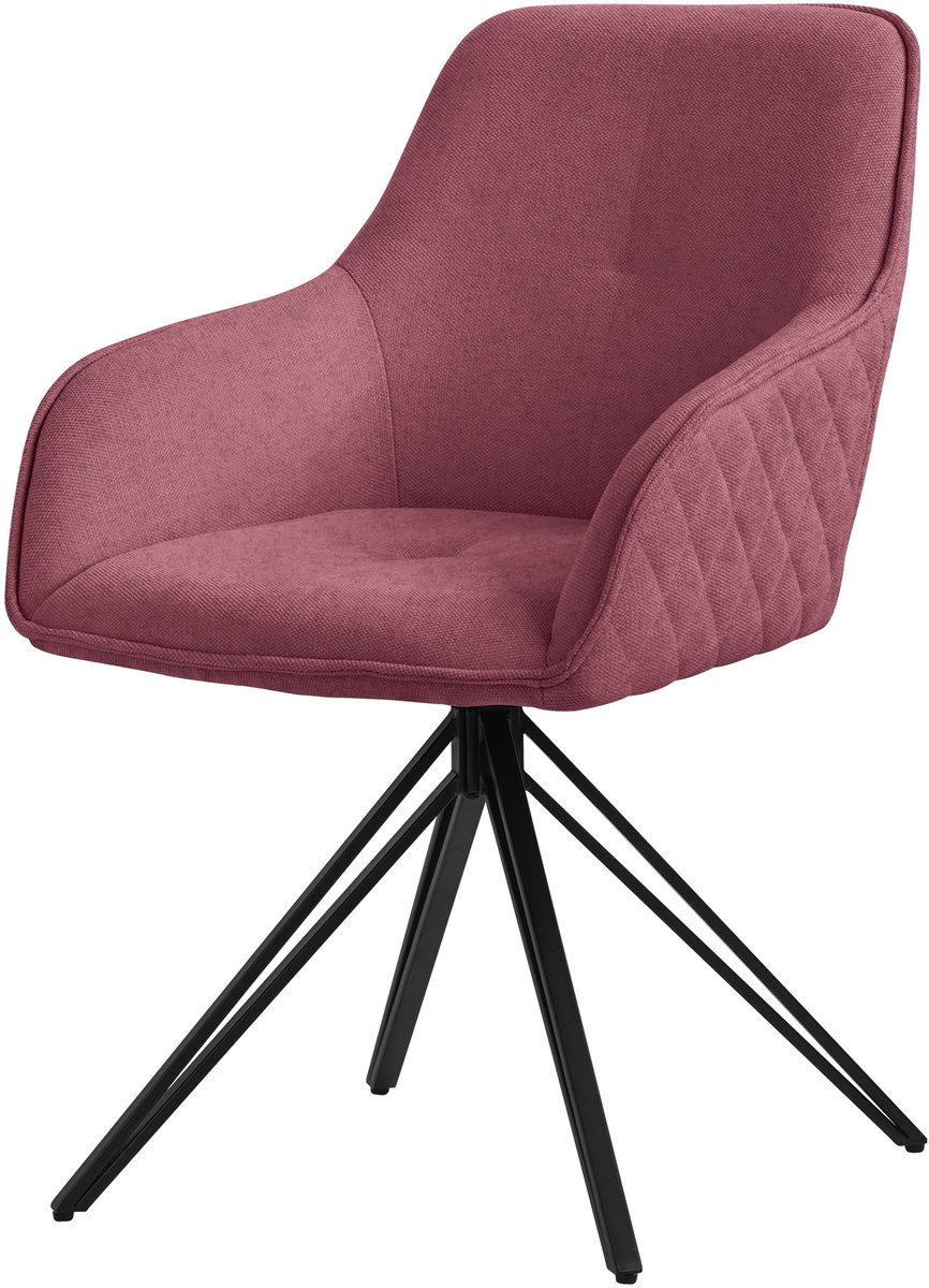 ml-design eetkamerstoel draaibaar van textiel geweven stof, antiek roze, woonkamerstoel met armleuning, rugleuning, 360° draaibare stoel, gestoffeerde stoel met metalen poten, keukenstoel lounge stoel