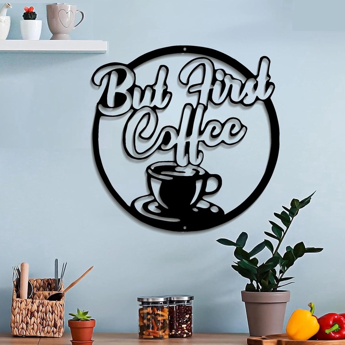 Stunq® Retro Metalen Koffiekop Wanddecoratie - Vintage Design voor Keuken of Salon