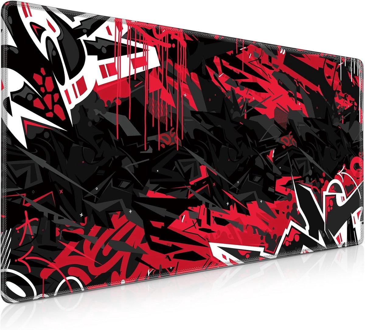 Stunq® Premium Extended Gaming Mouse Pad - 900 x 400mm - Black Red Punk Design