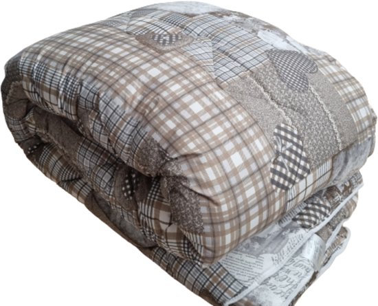 Beau Maison Bedrukt Dekbed - Dekbed Zonder Overtrek - Beige Taupe - 200 x 200 cm - Hoesloos - 2 in 1 dekbed - Wasbaar van Beau Maison — afbeelding 3