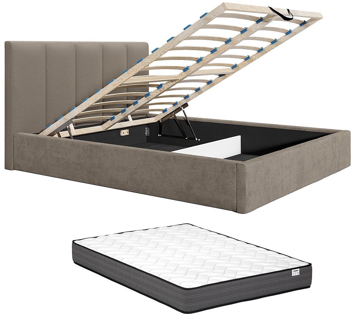 Vente-unique Bed met opbergruimte stof taupe 160 x 200 cm