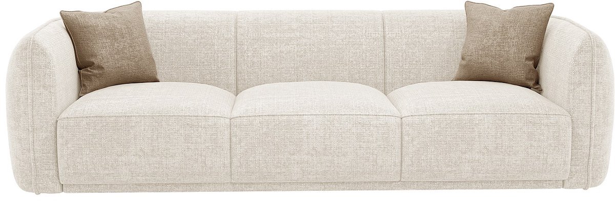 Vente-unique Driezitsbank van beige chenillestof JUNETI