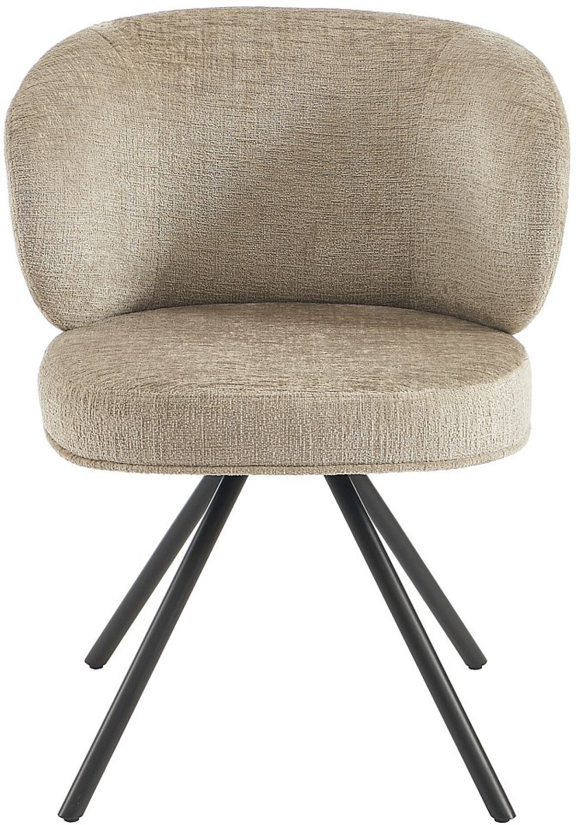 Vente-unique Set van 2 draaistoelen in getextureerde stof en zwart metaal - Taupe - LYARO