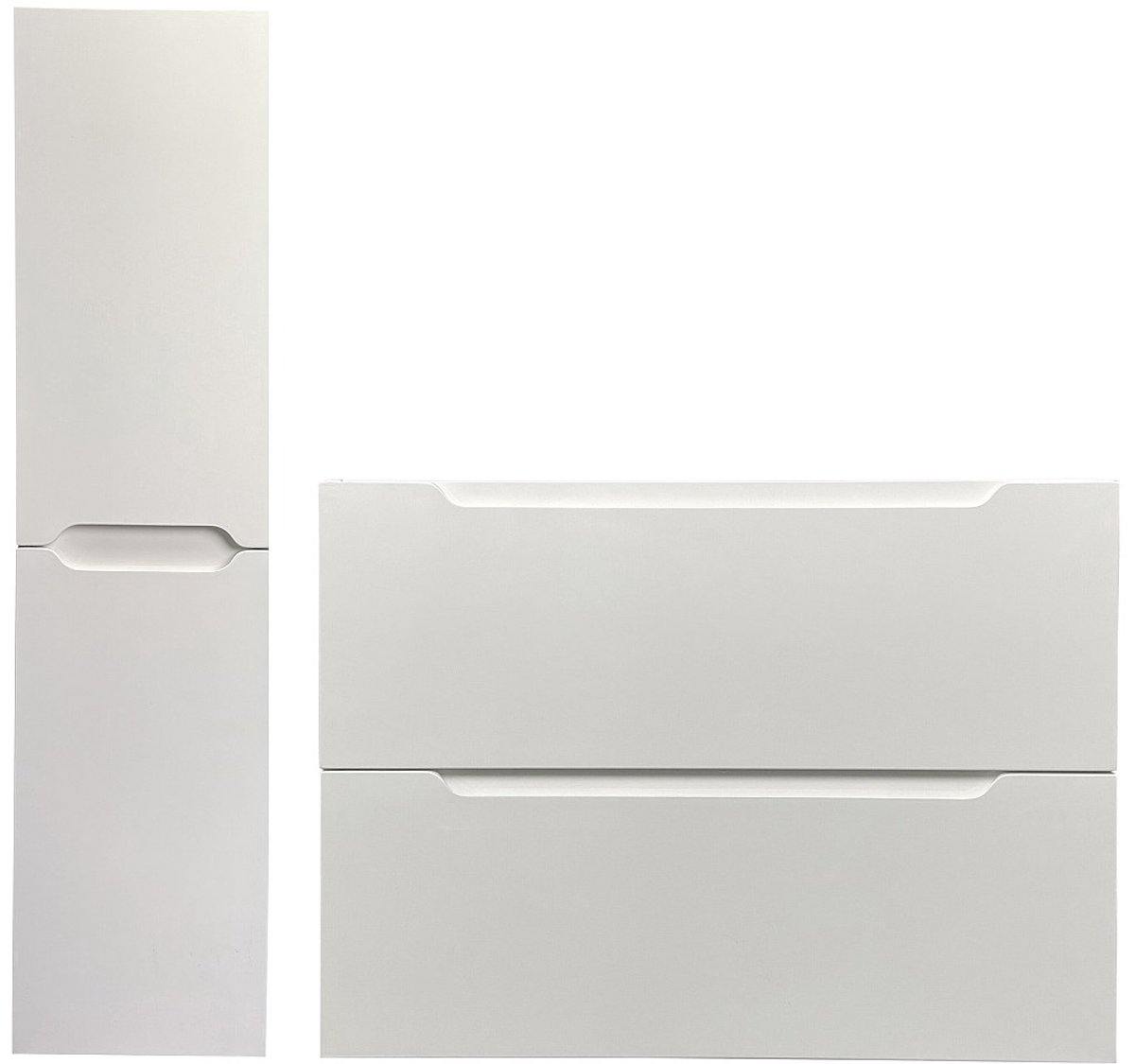 Vente-unique Hangmeubel enkele wastafel met kolom - Wit - 80 cm - STEFANIE