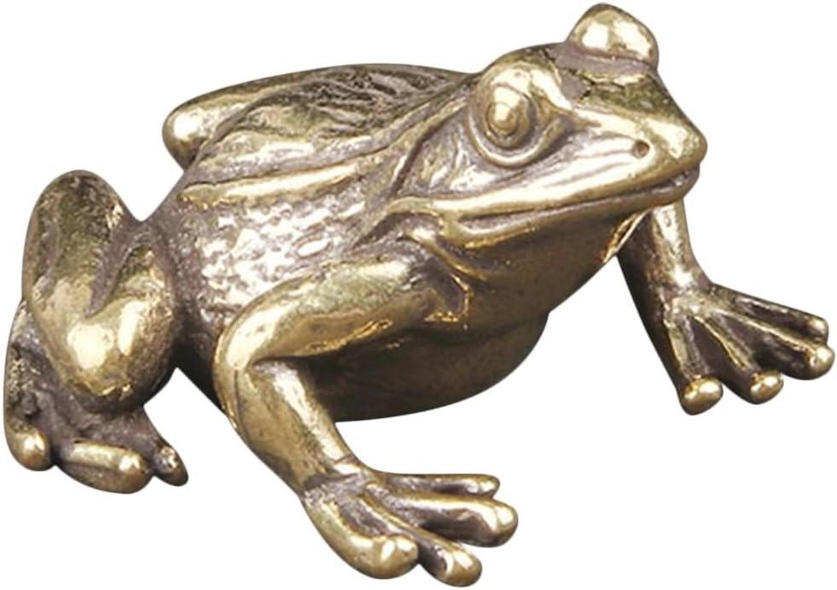 Cosensi - Antieke Kikker Figuur Ornamenten - Bronzen Kikker Sculptuur voor Bureau - Wen Wan Messing Dierstandbeeld