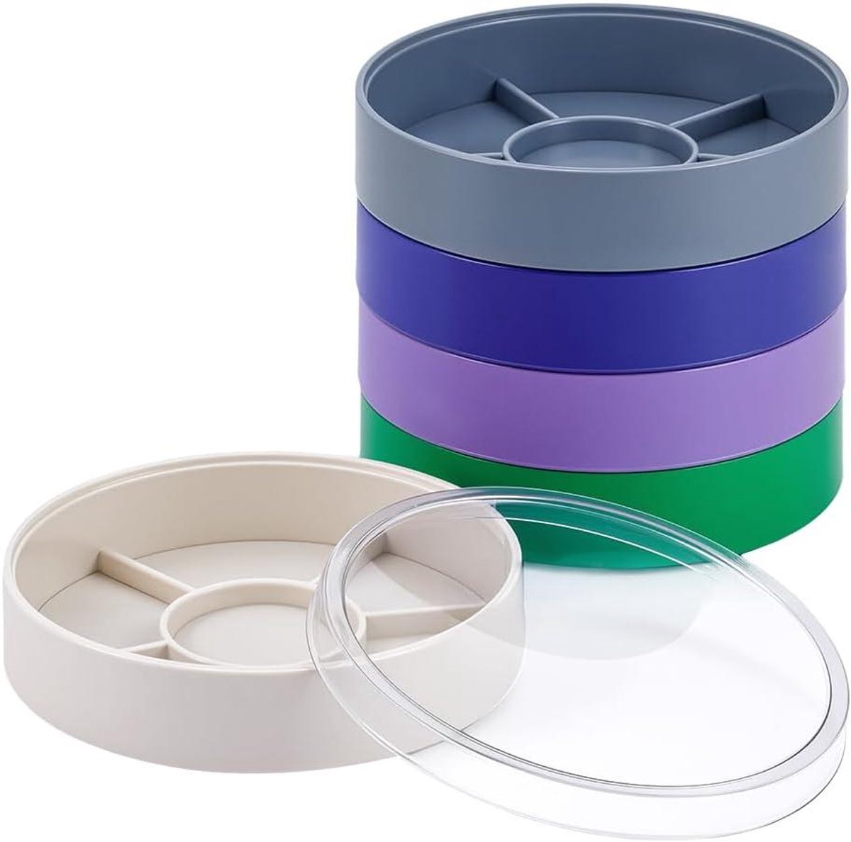 Opbergdoos voor horlogeonderdelen - 5 etages - handig voor horloge-accessoires - organizer met draaideksel - diameter 8,9 cm - horlogeonderdelen container - compact en handig.