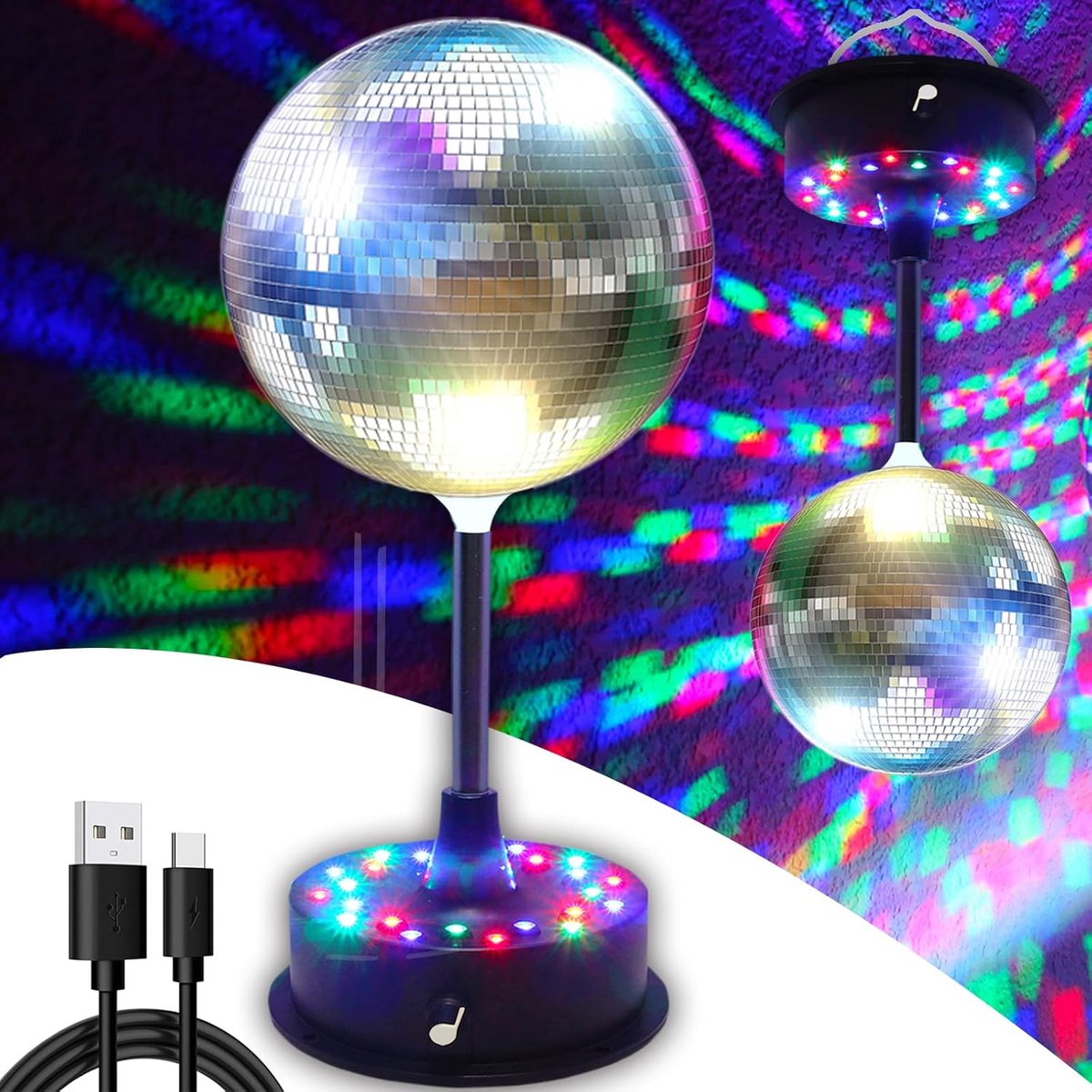 Roterende Disco Bal Licht met 24 RGB LED voor Feesten en Clubs
