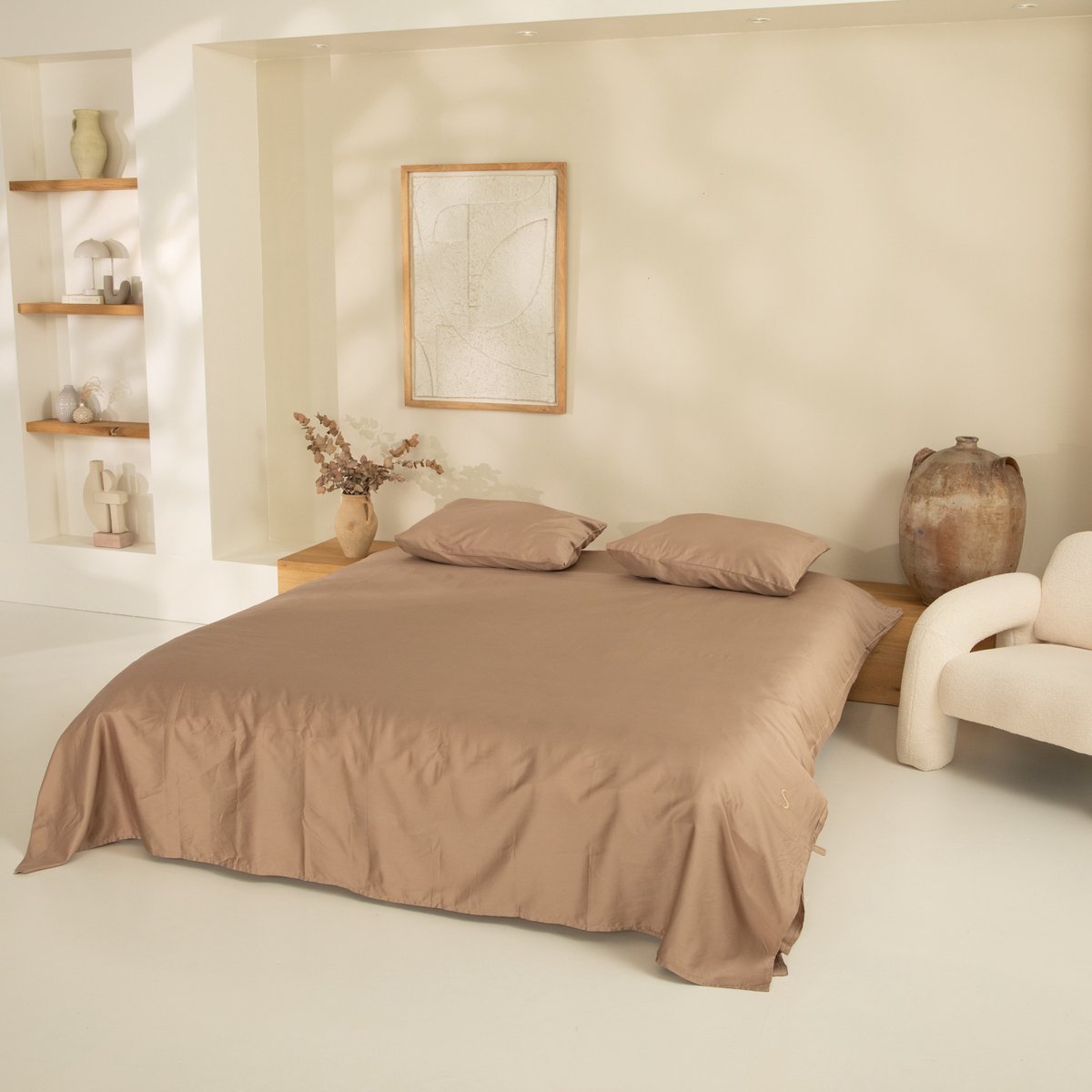 Satijn Dekbedovertrek - Portobello Taupe - 240 x 220 cm - 2 Persoons - Incl. 2 kussenslopen - Tweepersoons - Beddengoed - Dekbedhoes - Hoogwaardige kwaliteit - Beige