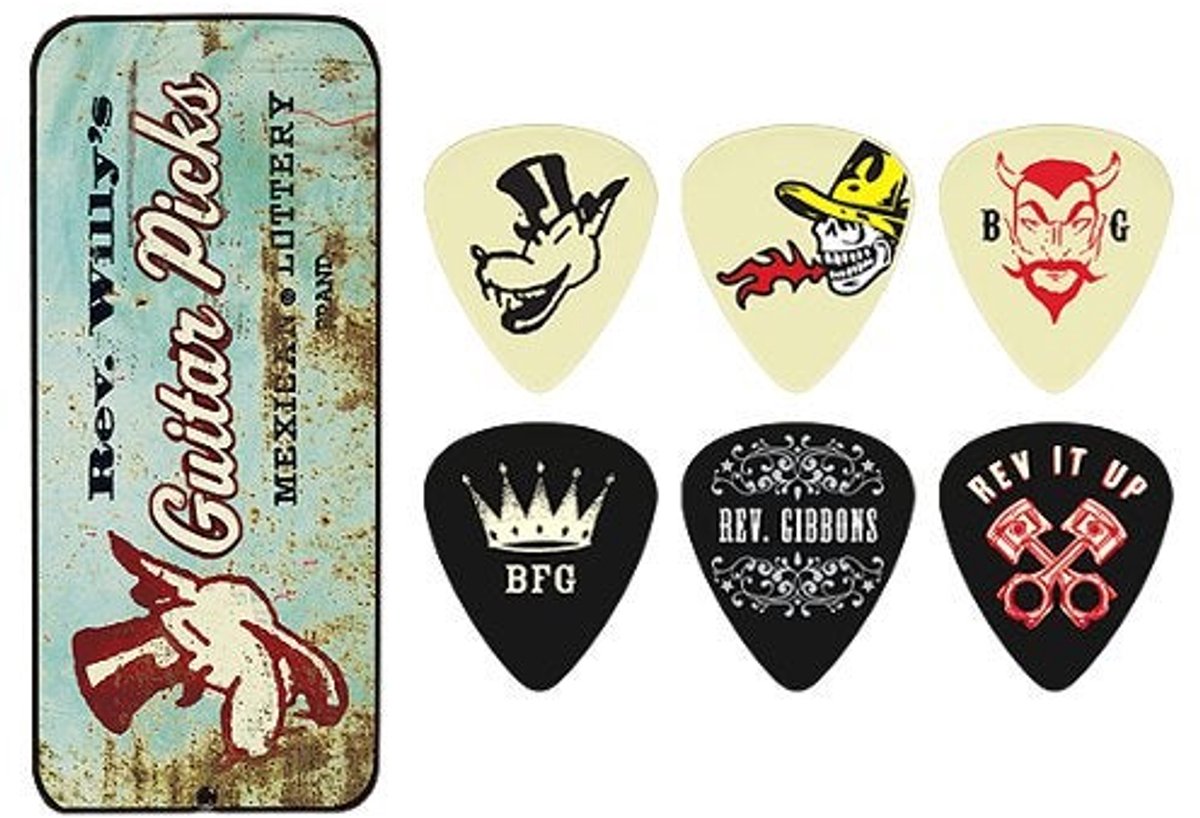 Jim Dunlop Reverend Willy - Plectrums - Light - Pick Tin 6 Stuks