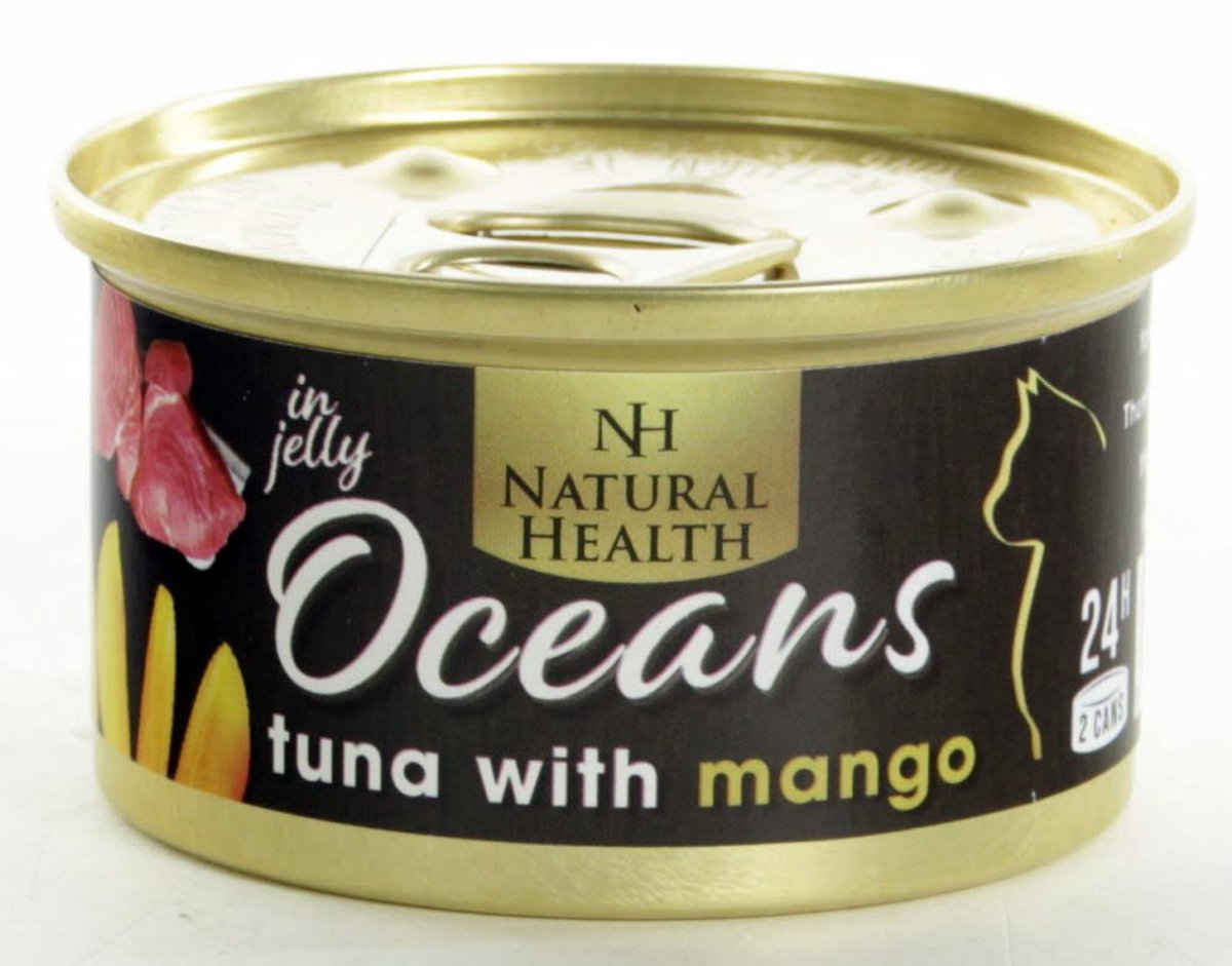 Natural Health Cat Oceans Tuna & Mango Multipack 24 X 85 Gram + Gratis Schuurman Snack