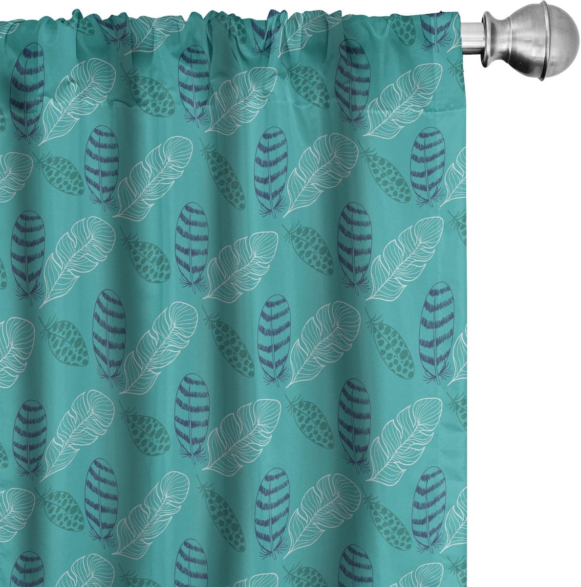 ABAKUHAUS Feder Gordijnen – 2x75x245 cm – Microfaser – Donker Seafoam Blauw Dunkel Seafoam Schiefer-Blau