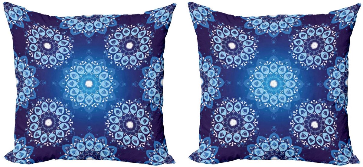 ABAKUHAUS Kussenhoes Set 2x40x40 cm – Dubbelzijdig Digitaaldruk – Sky Blue/Wit Blauw